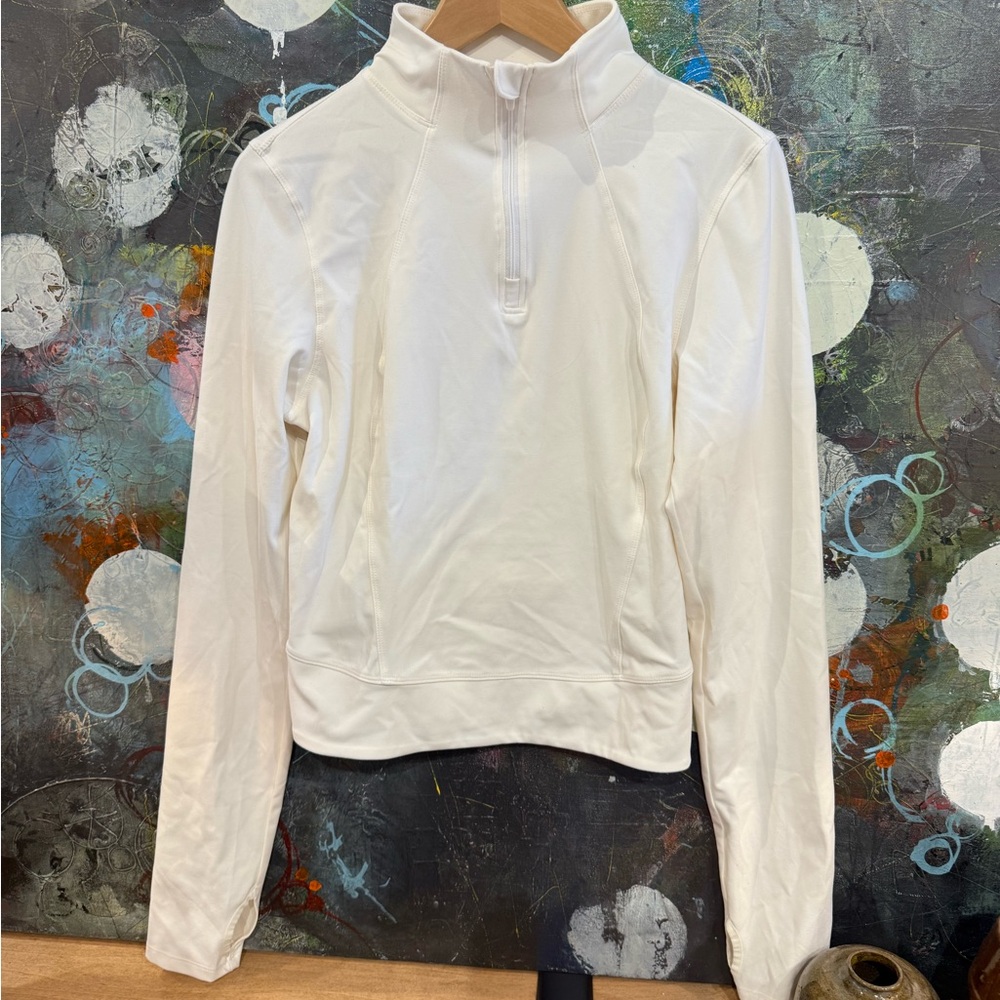 Yogalicious Cozy White Tight Quarter-zip workout Sweatshirt